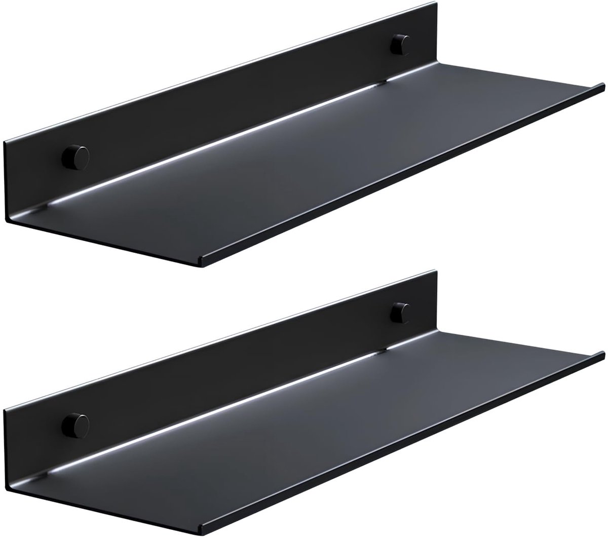 Ibenzoa® Zwart Metalen Zwevend Wandrek, 40 cm, Set van 2, Voor Diverse Ruimtes en Toepassingen