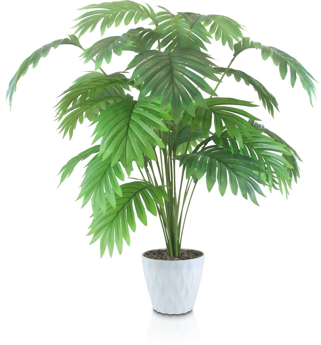 Ibenzoa Realistische Grote Kunstpalmplant van 80 cm in Stijlvolle Witte Pot voor Diverse Ruimtes groen