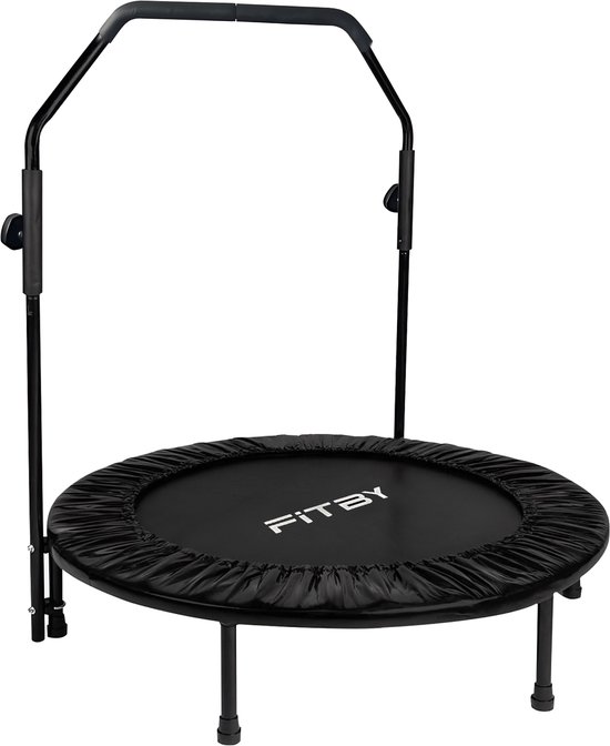 Fitby Fitness Trampoline - Fitness Trampoline - Opvouwbaar- Inclusief grijpstang - 102cm - Zwart