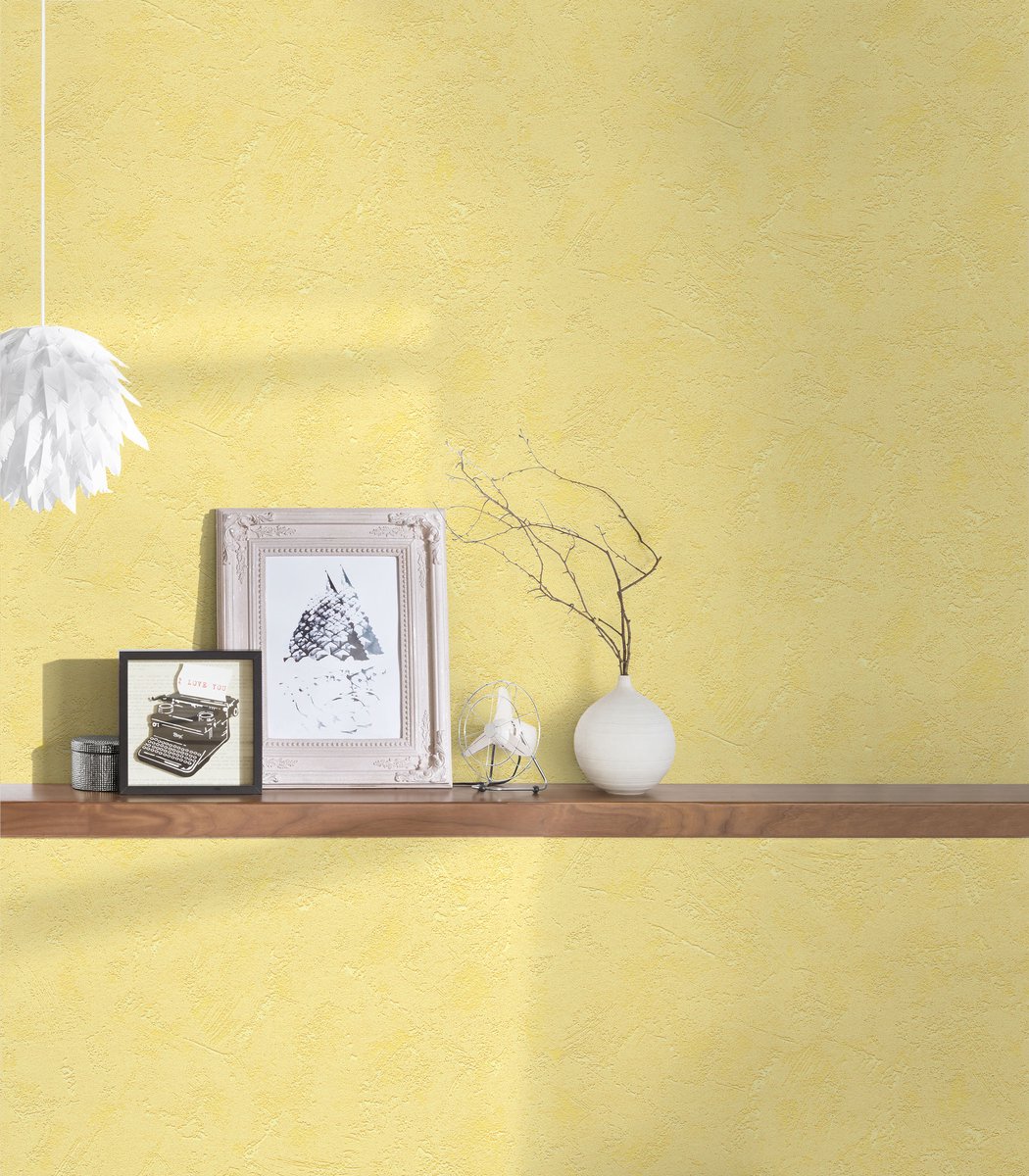 Effen behang Uni behang Vliesbehang Geel 169211 | Online behang bestellen