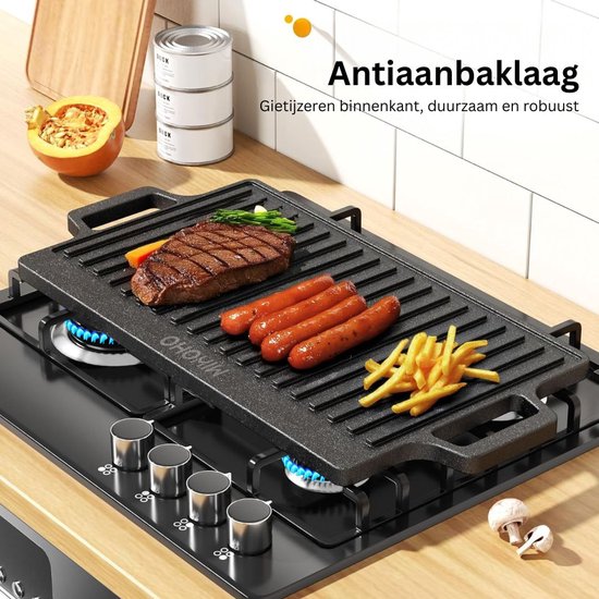 CLGP® Grillplaat Inductie - Bakplaat - Gietijzer - Zwart — afbeelding 5