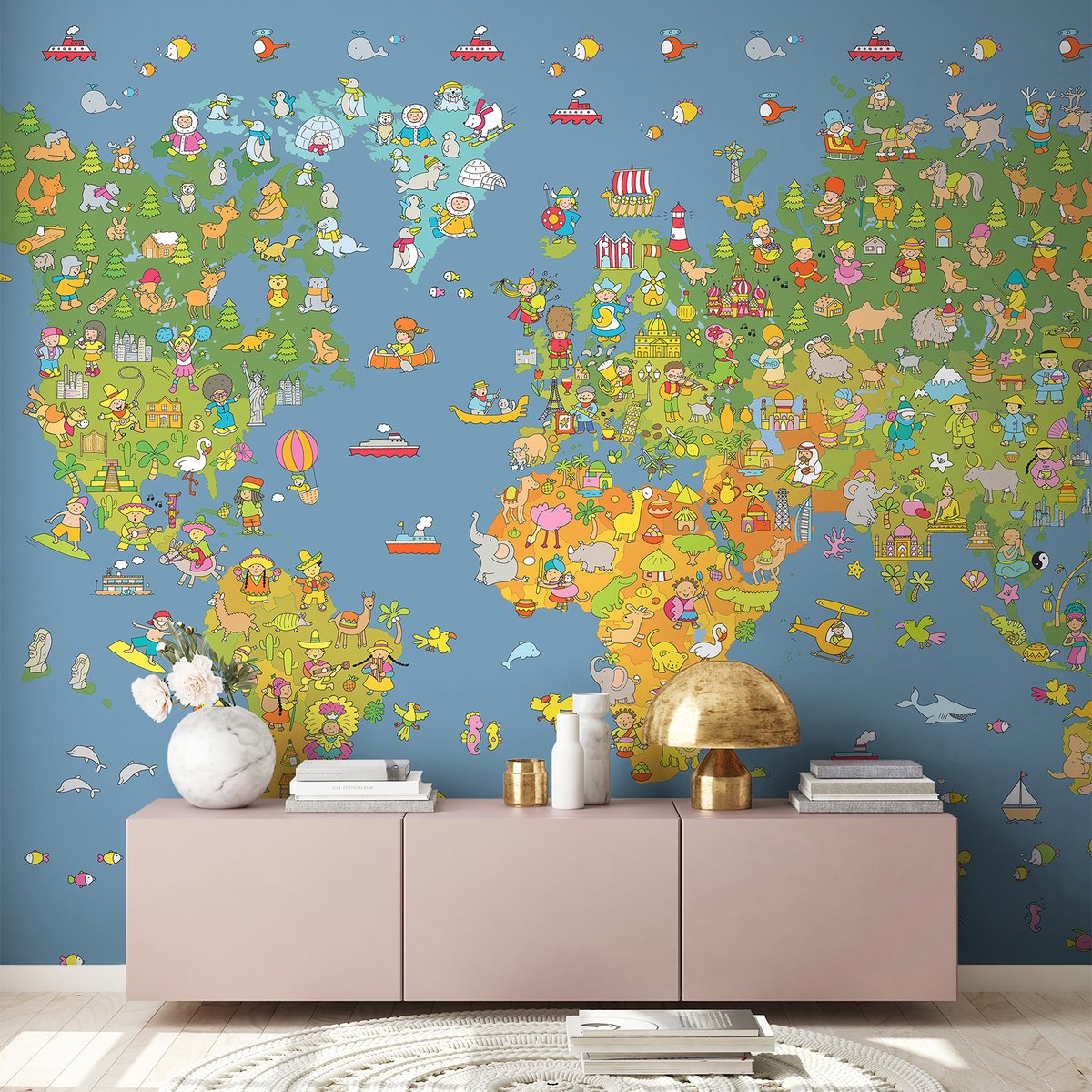 Fotobehang Worldmap DD114842 A.S. Création XXL 5 | 3D Fotobehang op maat