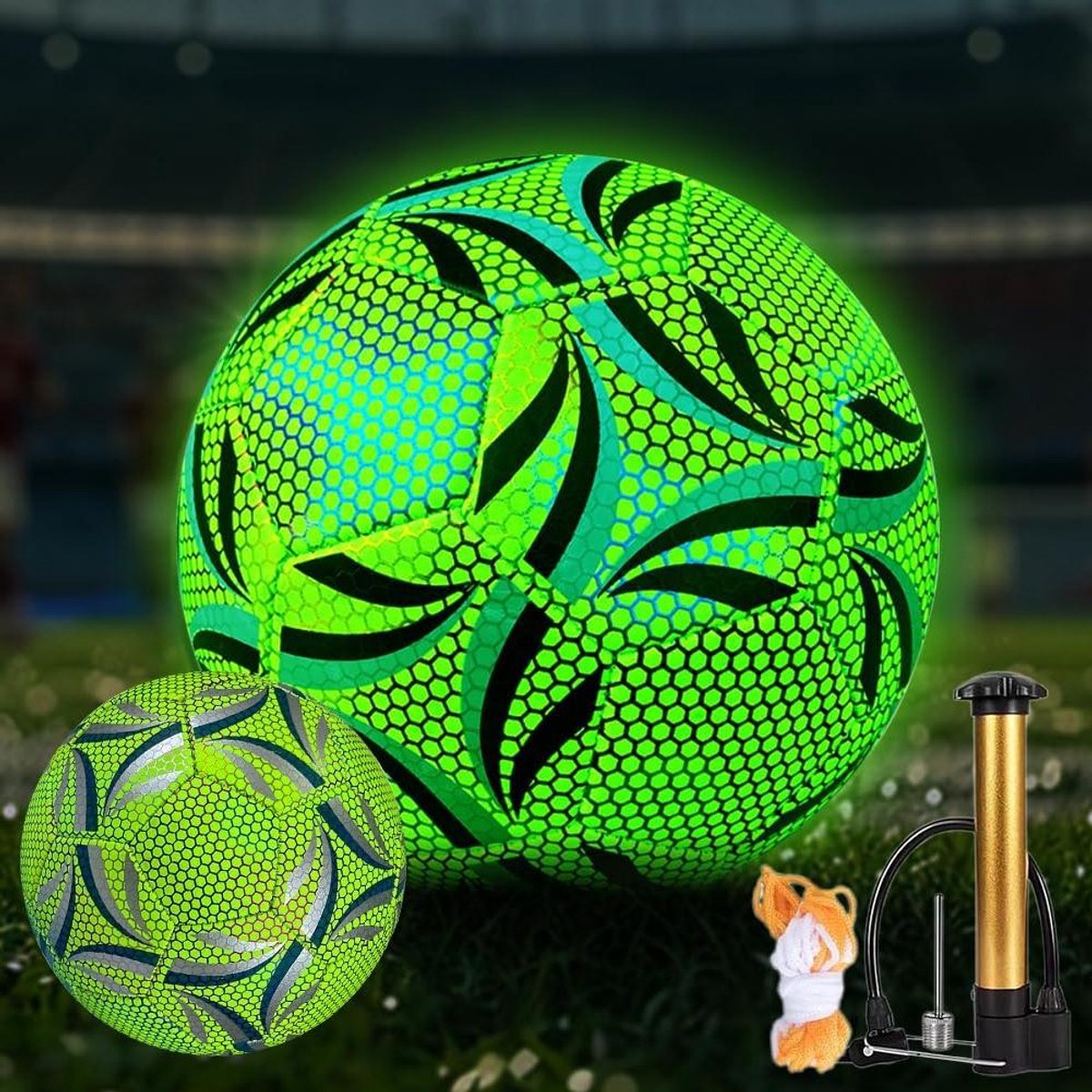 Allecto Plus - Lichtgevende voetbal Maat 5 voor training en nachtspelen met luchtpomp