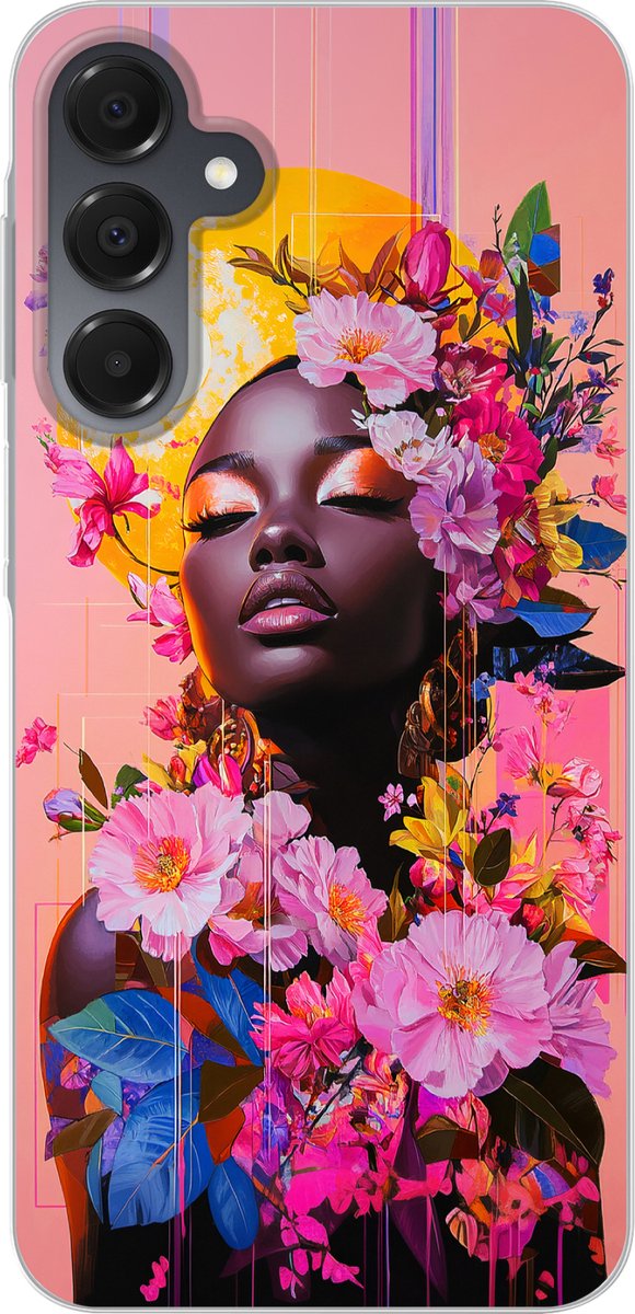 Telefoonhoesje Geschikt voor Samsung Galaxy A16 hoesje - Kleurrijk - Bloemen - Vrouw - Zon - Siliconen Telefoonhoesje Telefoonhoesje