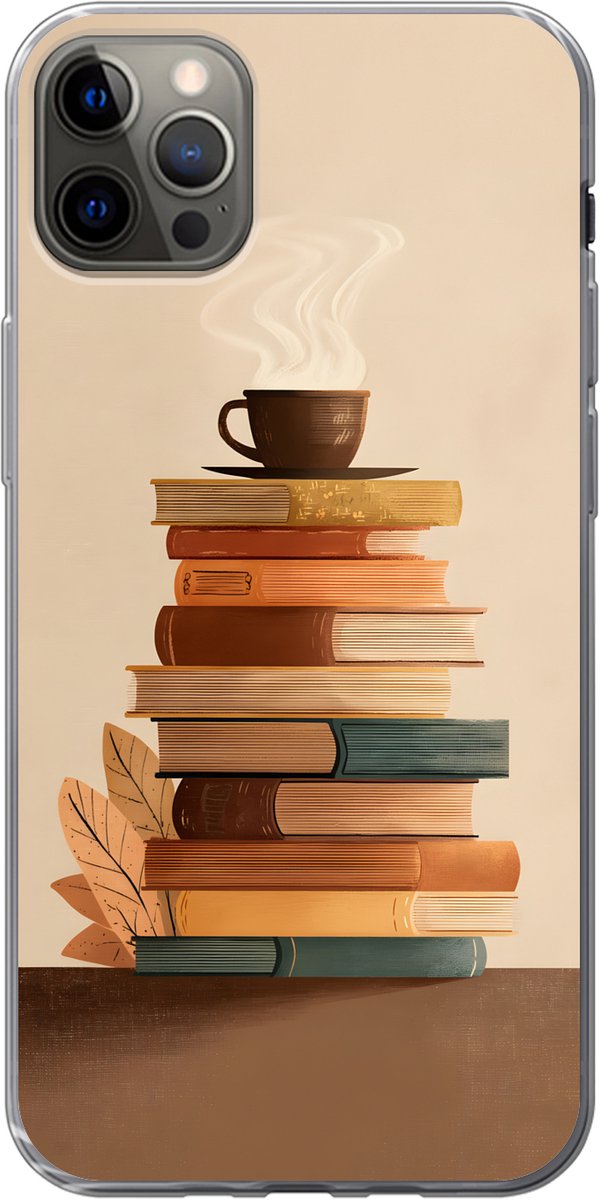 Telefoonhoesje Geschikt voor iPhone 13 Pro Max hoesje - Boeken - Toren - Koffie - Beige - Siliconen Telefoonhoesje Telefoonhoesje