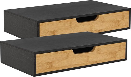 En.casa] Wandplank Bokn Met Lade Bamboe Zwevende Plank Nachtkastje 40x24x8 Cm Wit 2653681158