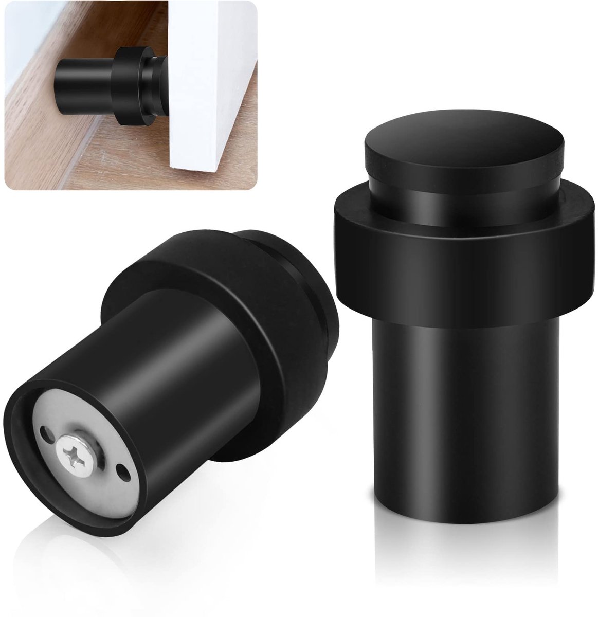 Ibenzoa® Modern en Robuust Deurstopper Set voor Binnen en Buiten, Zwart, 50 mm, 2 Stuks