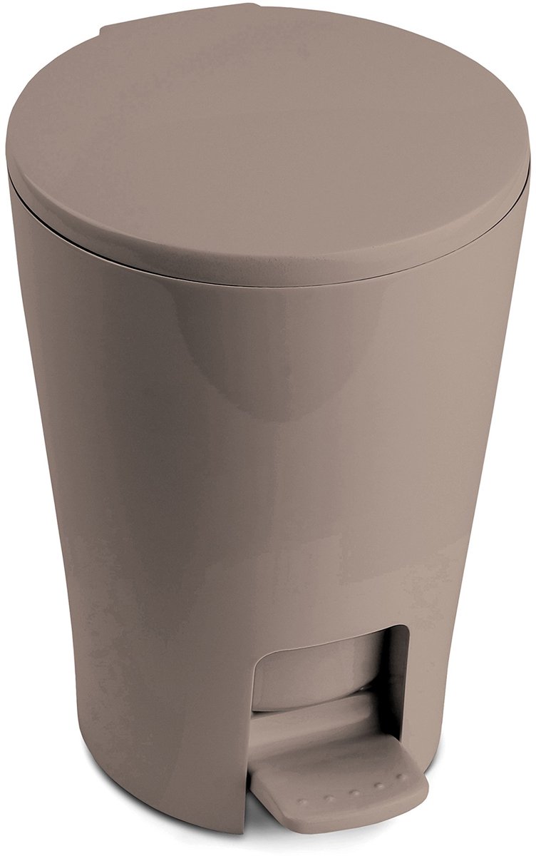 Ibenzoa® Compacte en hygiënische pedaalemmer voor badkamer met uitneembare binnenemmer, 5 liter, taupe