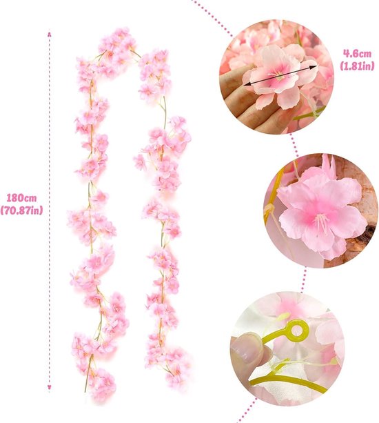 Zijden kunstbloemen boeket Kersenbloesem lichtroze