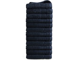 OUTLET BADTEXTIEL - set van 12 - handdoek 50x100 - navy