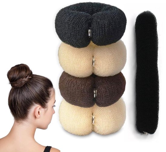 Foto: 4 stuks knotkussen voor opgestoken kapsels donut haarbroodmakerset haaraccessoires voor opgestoken kapsels zwart bruin cr mewit cre er de perfecte haarknot