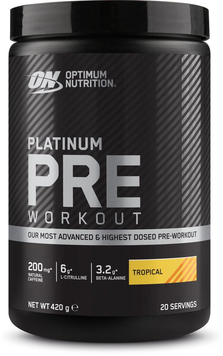 Goedkoopste Optimum Nutrition Platinum Pre-Workout - Tropical - Pre Workout - 420 gram (20 doseringen