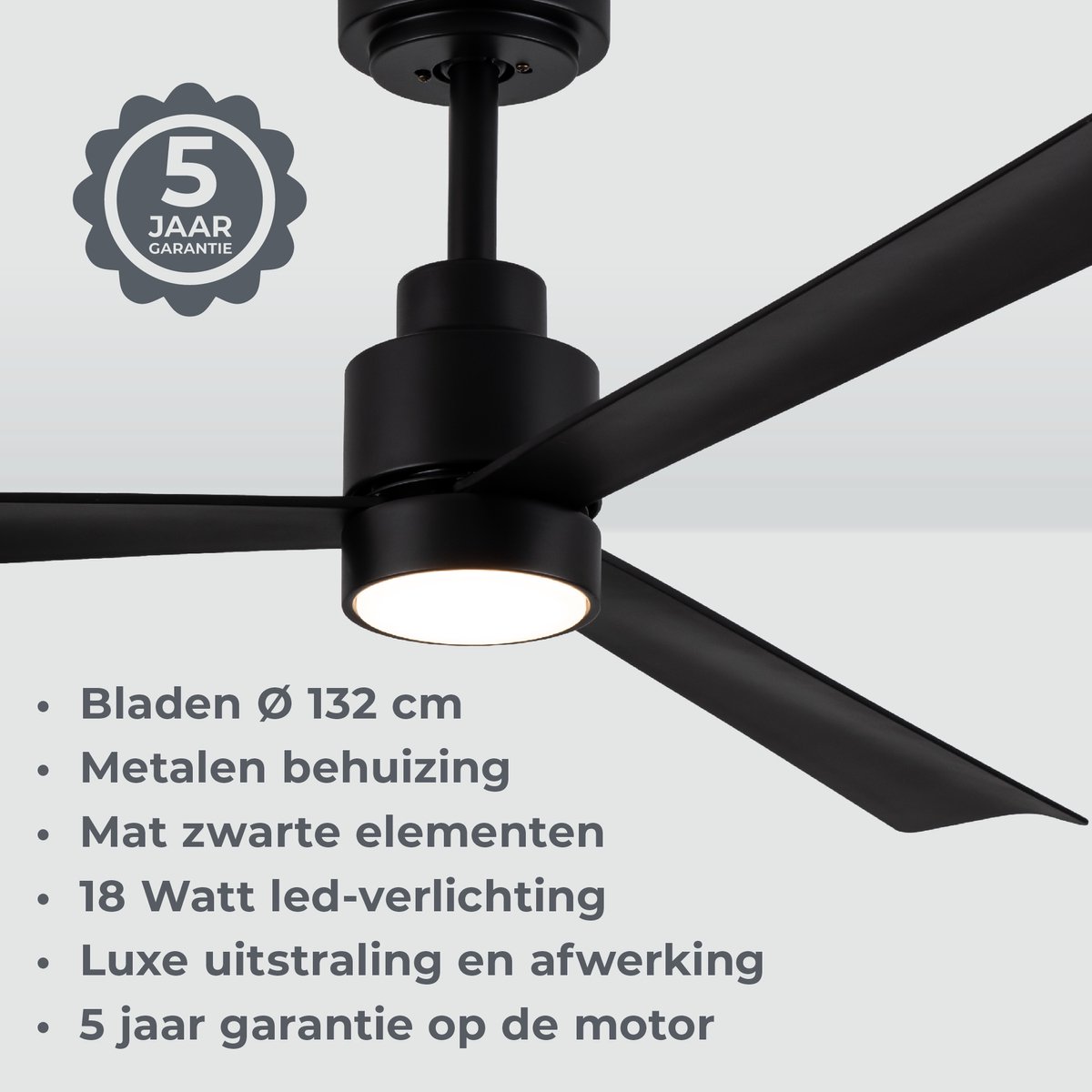 Goedewaere Plafondventilator - zwart - Met Afstandsbediening - Met Lamp - Fluisterstil - Timer - Ideaal voor slaapkamer - Ventilator plafond - Verlichting - Plafondlamp thumbnail 4