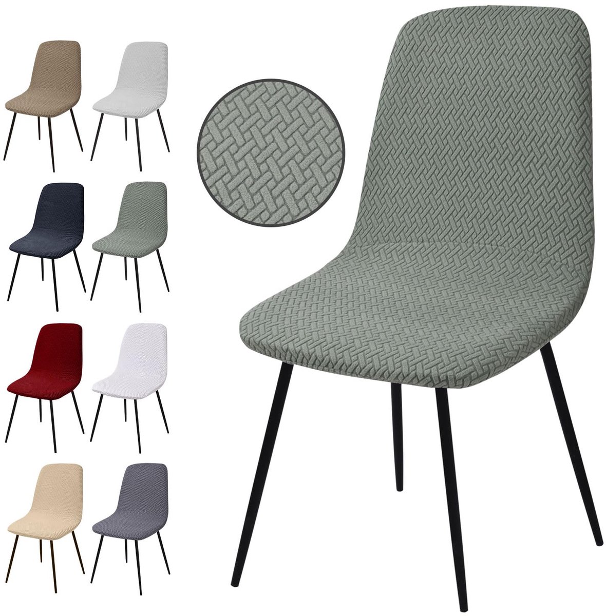 Ibenzoa® Set van 4 Stretchbare Jacquard Stoelhoezen voor Eetkamerstoelen en Feestdecoratie
