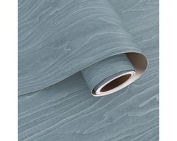 Unyqoos® Zelfklevend Houtlook Behang in Elegante Blauw Tinten voor Meubelrenovatie