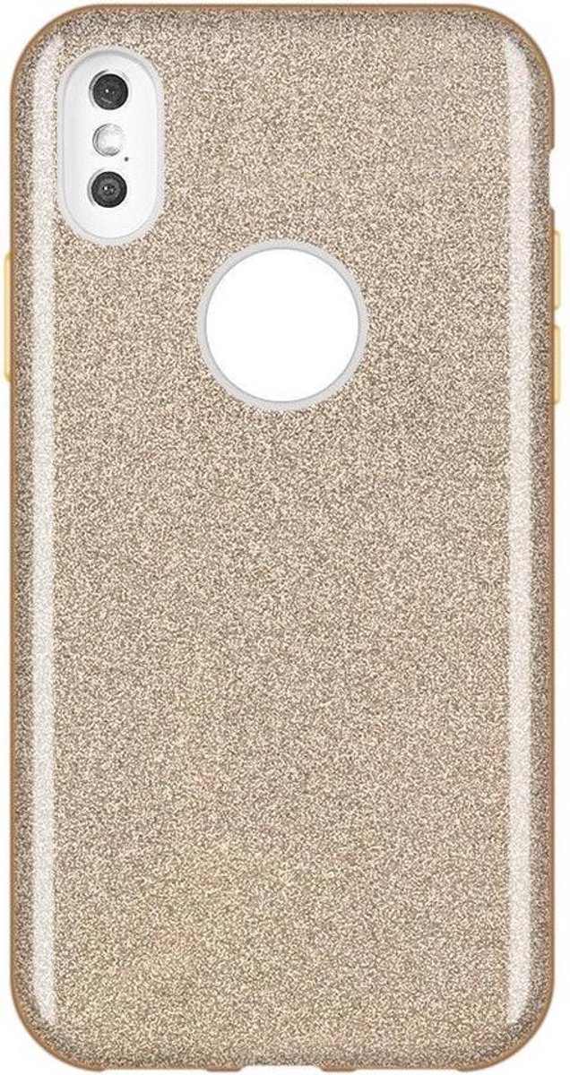 HB Hoesje Geschikt voor Apple iPhone XR - Goud - Glitter Back Cover
