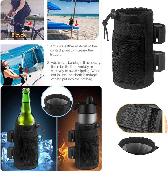 2 stuks Fietsfleshouder - Drankhouder voor fiets - flessenhouder - fietsbekerhouder - Opvouwbare flessenhouder - flessenhouder - fiets voor mountainbike, scooter, inklapbaar, racefiets, rolstoel - Polyester en PEVA - Zwart — afbeelding 3