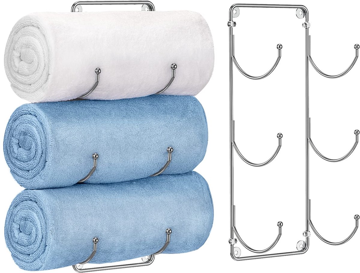 Ibenzoa® Stijlvolle en Ruimtebesparende Handdoekhouderset voor Wandmontage, Ideaal voor Badkamer en Meer