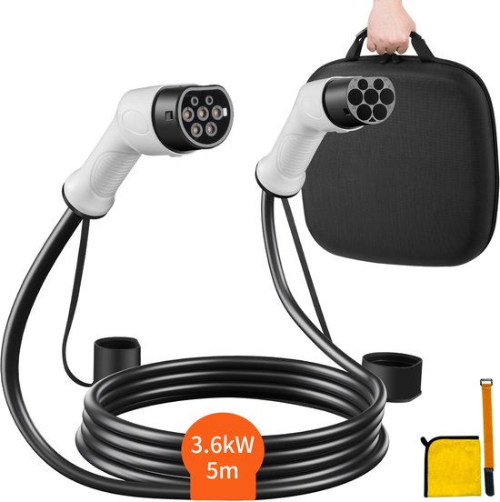 Câble De Charge Véhicule électrique – Type 2 Vers Type 1, 5 M, 3,7 KW – Valeo Ineez Avec Sac
