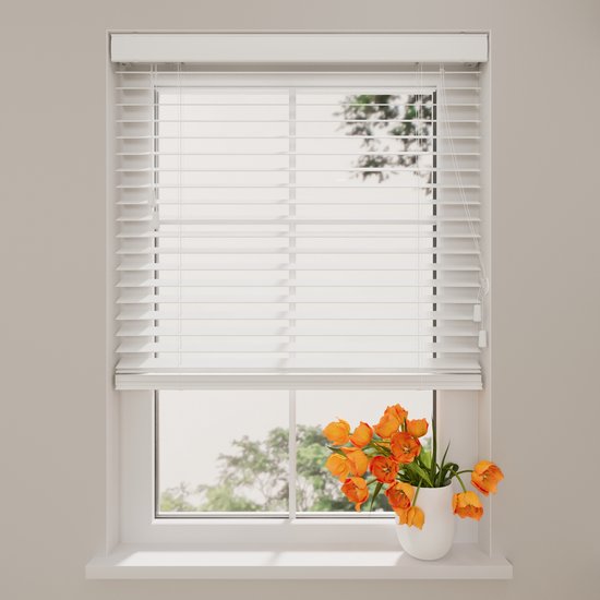 Stores en bois Radeco® - 50 mm - Essence - Wit - 80 x 240 cm - Dimensions de 50 à 250 cm de large