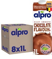 Alpro Boisson végétale au soja chocolat - Sans lactose et sans gluten - 8 x 1 L