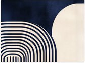 Poster 160x120 cm - Donkerblauw - Abstract - Lijnen - Posters - Kamer decoratie - Wanddecoratie woonkamer - Muurdecoratie slaapkamer XXL