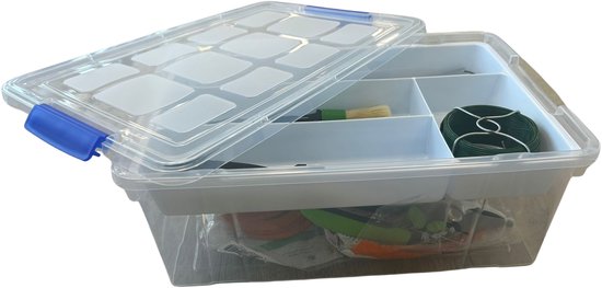Plasticforte Gereedschap opbergbox - 9L - wit - batterijen/bitjes/schroeven/tape opbergen - 26 x 37 x 14 cm