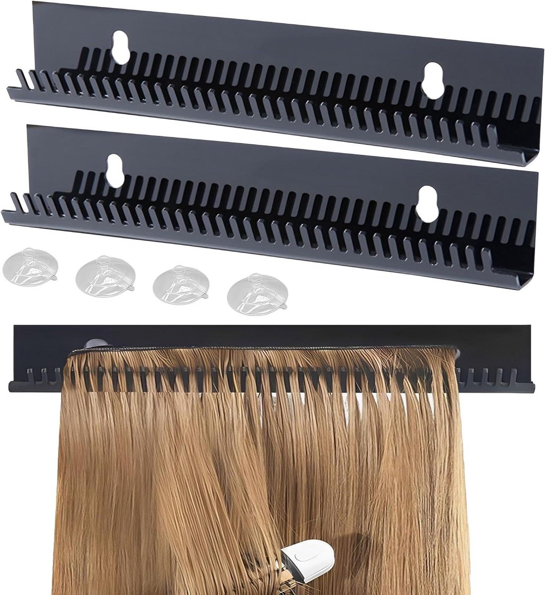 Allecto Plus - Haaruitbreiding Houder Acryl Display Rack voor Vlechten en Pruiken - Handige Haarorganisator met Draagbare Opslag - 2 Stuks