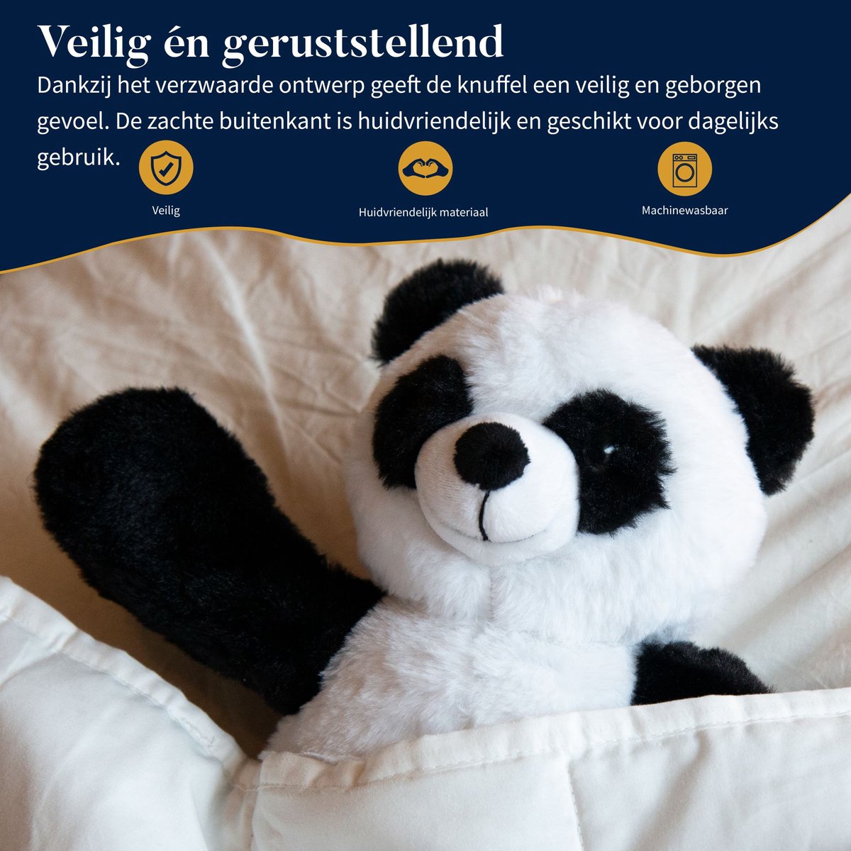Latona Blanket® Verzwaringsknuffel panda - 1kg - 26 x 33cm - Verzwaarde knuffel - Weighted stuffed animal — afbeelding 7