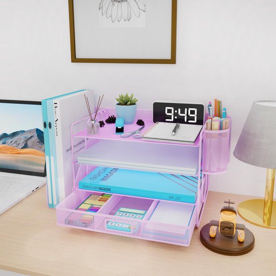 Desktop Organizer met 3 Lade en Penhouders voor een Opgeruimd Bureau