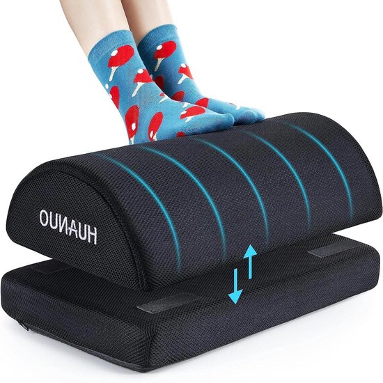 Ergonomische Voetenbank HUANUO Voetensteun Voor Onder Het Bureau Op Het Werk Verstelbare Voetensteun Met Massagetextuur En Rol Met 3 Hoogteposities 3~p113890845 Voetenkussen Kantoor