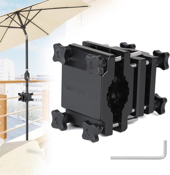 Sysow Parasolhouder balkonschermhouder balkonleuning balkonklem tuinparasolhouder voor parasols en vissen zwart paraplustokken alle balkonleuningen