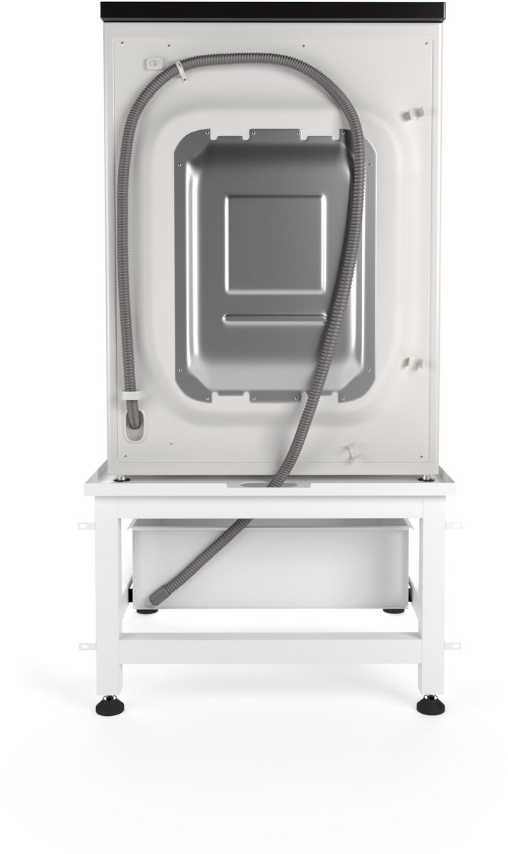 Wasophoogte® Wasmachine verhoger met lade - Wasmachine opbouwmeubel - Wasmachine sokkel - 42cm hoog - Wit - Universeel - 65*60,5 (LxB) - Inclusief wandbeugels — afbeelding 3