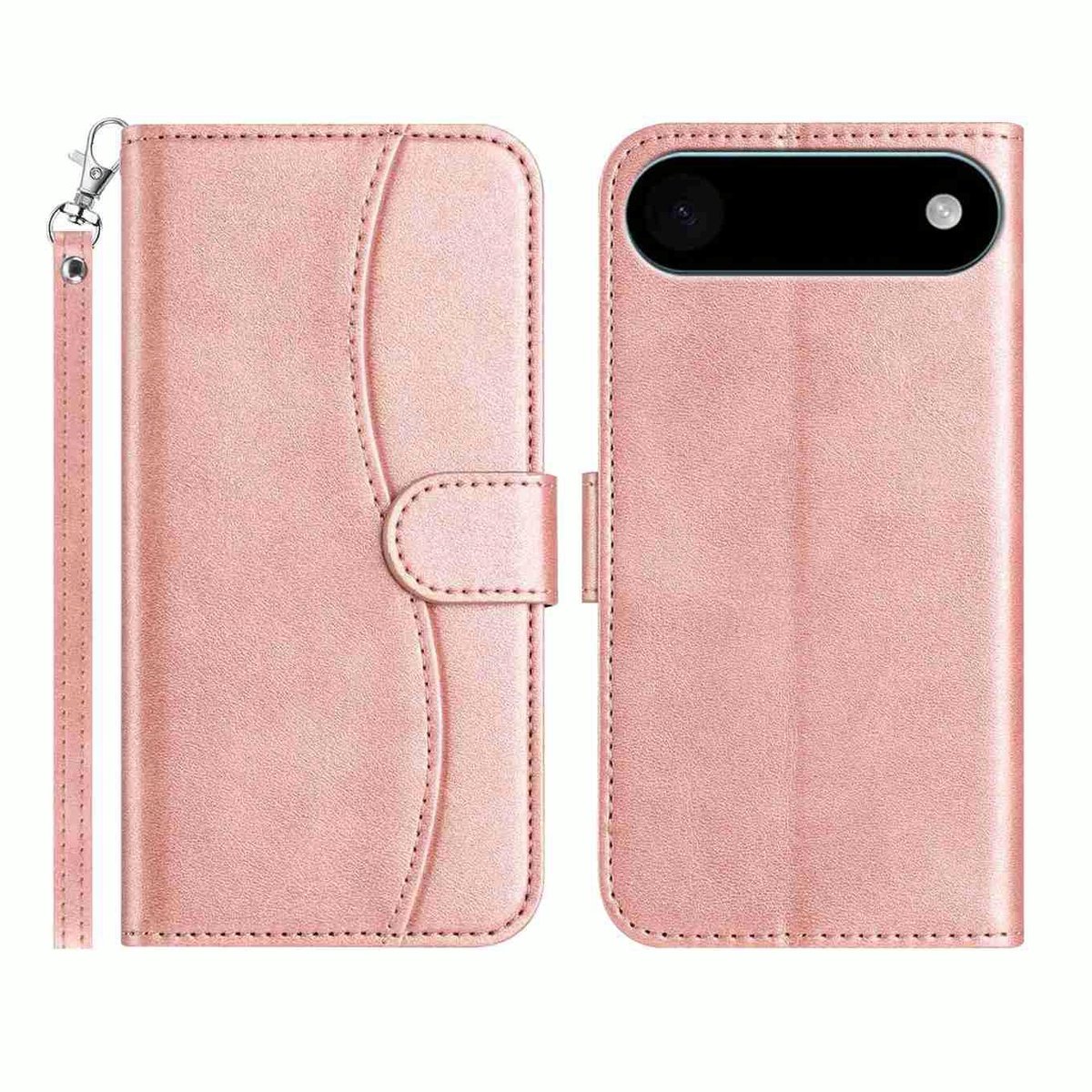 Mobigear Telefoonhoesje geschikt voor Apple iPhone Air Hoesje | Mobigear S Line Bookcase Portemonnee | Pasjeshouder voor 3 Pasjes | Telefoonhoesje voor Pinpas / OV Kaart / Rijbewijs - Roségoud