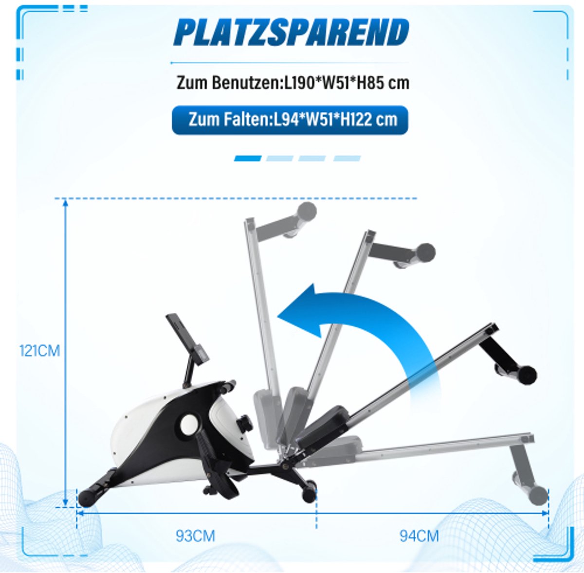 Afbeelding 2 van Magnetische roeimachine Indoor opvouwbare roeimachine met magnetisch remsysteem, LCD-scherm en 8-traps weerstandsaanpassing fitnessapparaat (exclusief PAD)