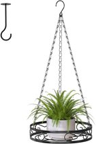 Ibenzoa® Hangende Plantenbakken van Metaal - Bloemenhanger voor Binnen met Plafondhaak, Zwart
