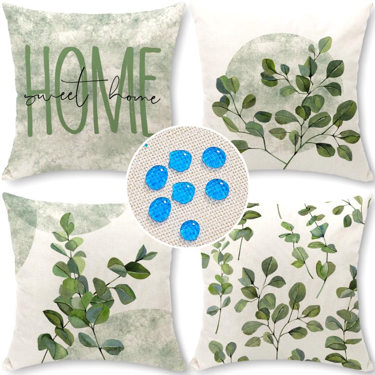 Ibenzoa Waterdichte Kussensloop Lente - 4 Stuks 45x45cm - Decoratief Buitenkussen groen
