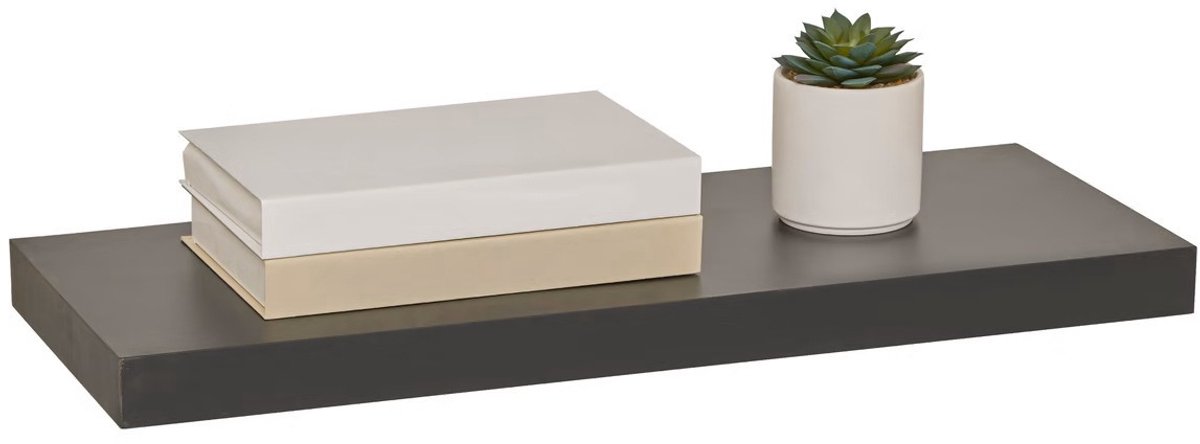 5Five® 5five Zwevende wandplank Bassline - zwart - 60 cm - hout/MDF - boekenplank - muurplank - opbergplank - hangplank