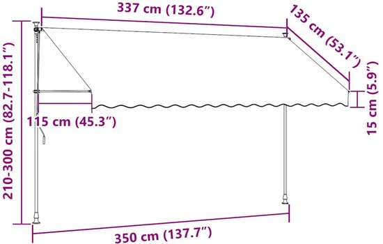 vidaXL-Luifel-uittrekbaar-350x150-cm-stof-en-staal-crèmekleurig