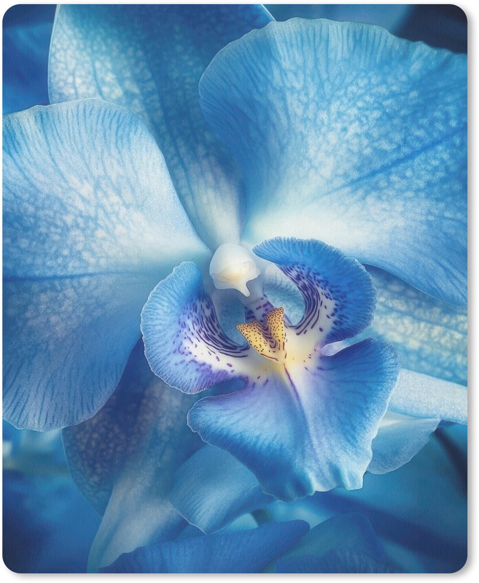 Muismat 19x23 cm - Mousepad Blauw - Orchidee - Elegeant - Muismatten
