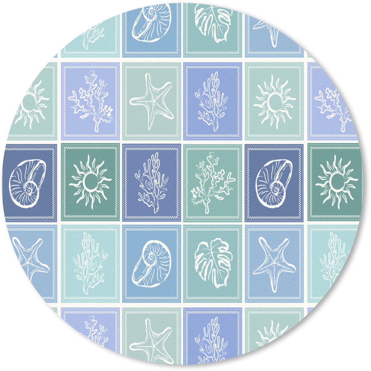 Muismat rond 40x40 cm - Mousepad Kust - Zee - Groen - Blauw - Ronde muismatten