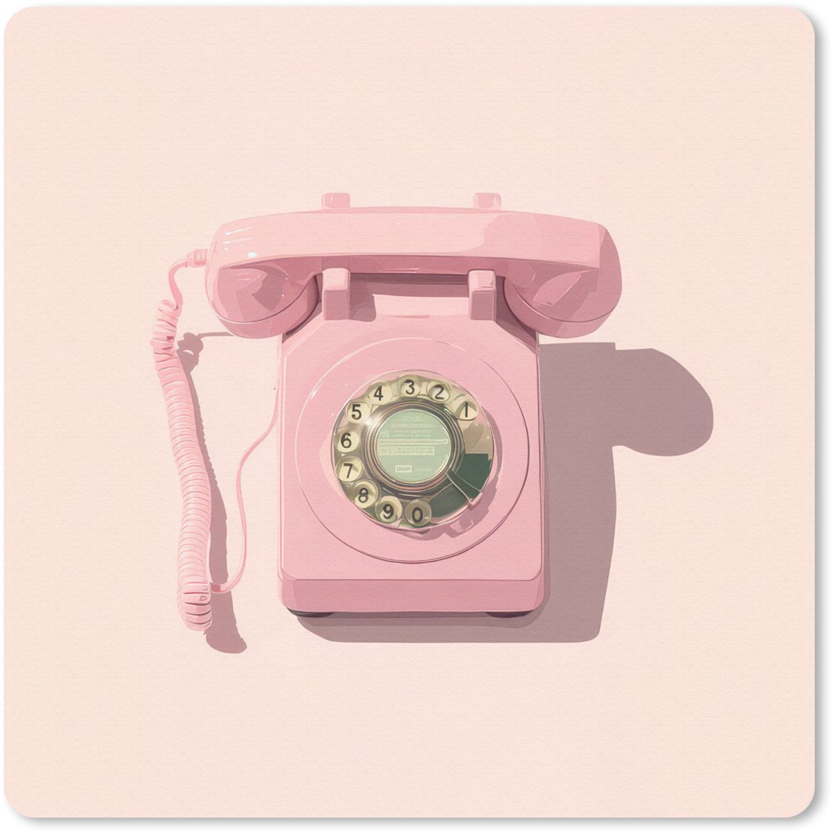 Muismat 30x30 cm - Mousepad Draaischijftelefoon - Retro - Roze - Muismatten
