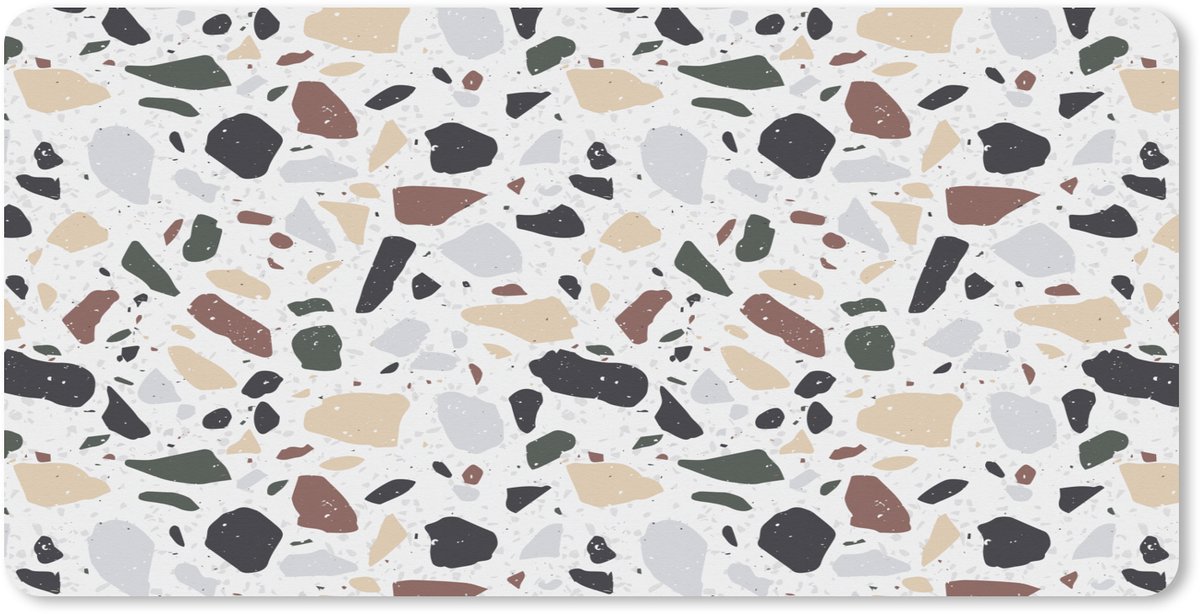 Muismat XXL 120x60 cm - Bureau onderlegger - Bureau mat Terrazzo - Patroon - Kleurrijk - Klei - Bureaumat - Gaming mousepad xl - Bureaulegger groot - Computer deskmat