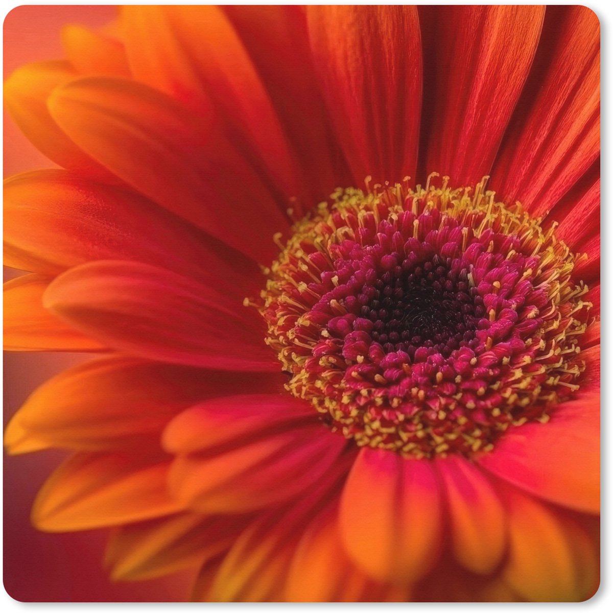 Muismat XXL 40x40 cm - Bureau onderlegger - Bureau mat Oranje - Gerbera - Intens - Bureaumat - Gaming mousepad xl - Bureaulegger groot - Computer deskmat