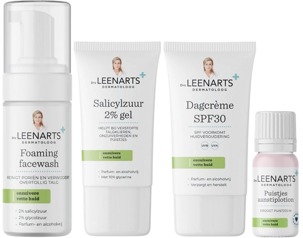 Drs Leenarts - Oily/Acne Skincare Routine Set - 3x50+100ml
