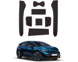 Rubberen Antislipmatten Set - Voor Middenconsole, Bekerhouders, Deurvakken en Opbergvakken - Geschikt voor Born 2022-2026 V1 V2 V3 EV e-Boost - Rood