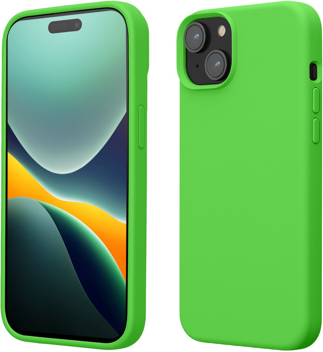 kwmobile Case voor iPhone 15 - Slank TPU-Hoesje met Zachte Afwerking - In limoengroen