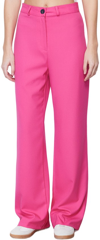 Trendyol Zwarte Wijde Broek Met Hoge Taille Van Geweven Stof Twoss23Pl00314