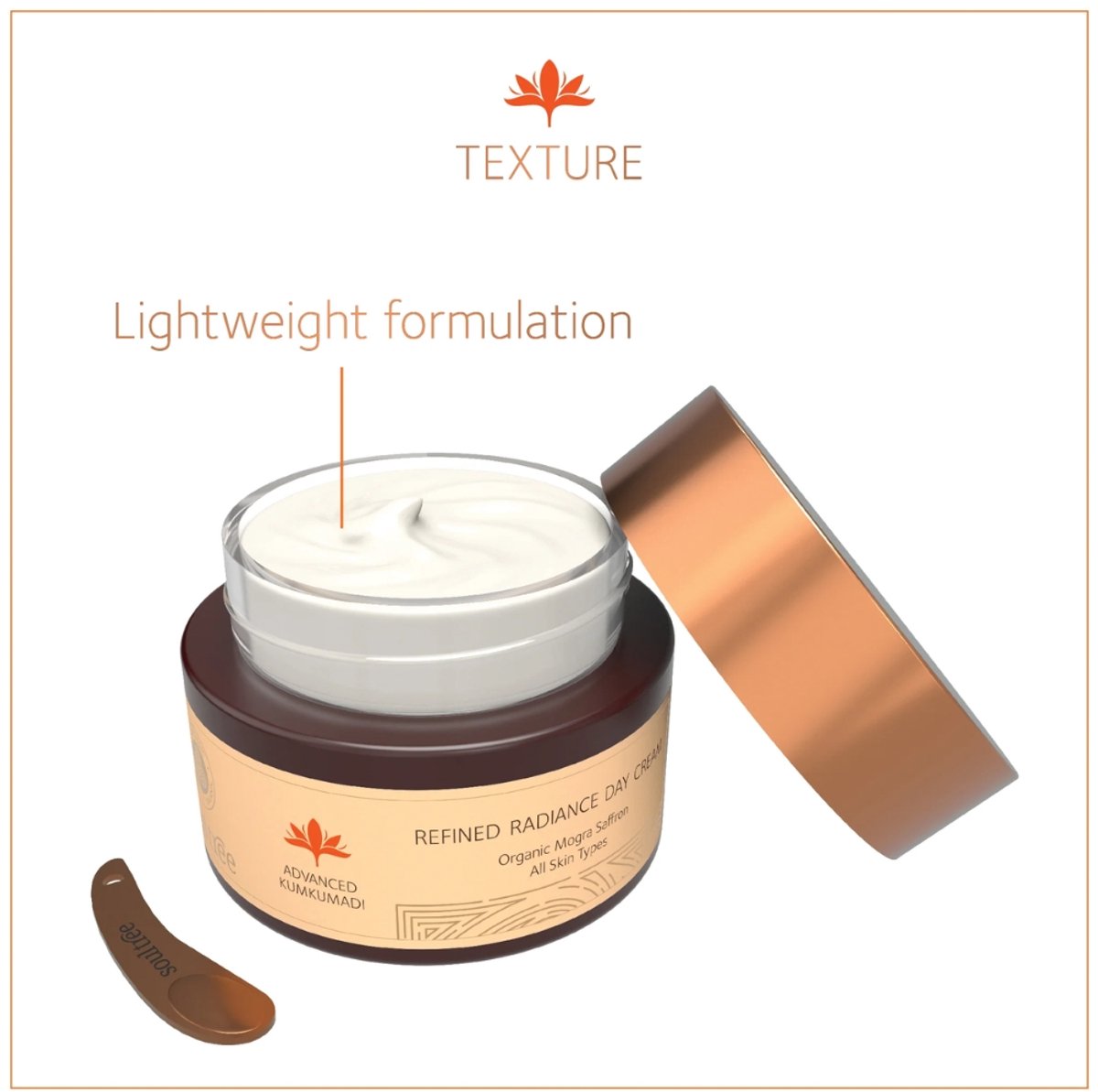 Kumkumadi Dagcrème (Advanced Kumkumadi Refined Radiance Day Cream Organic Mogra Saffron) SoulTree - 50 g