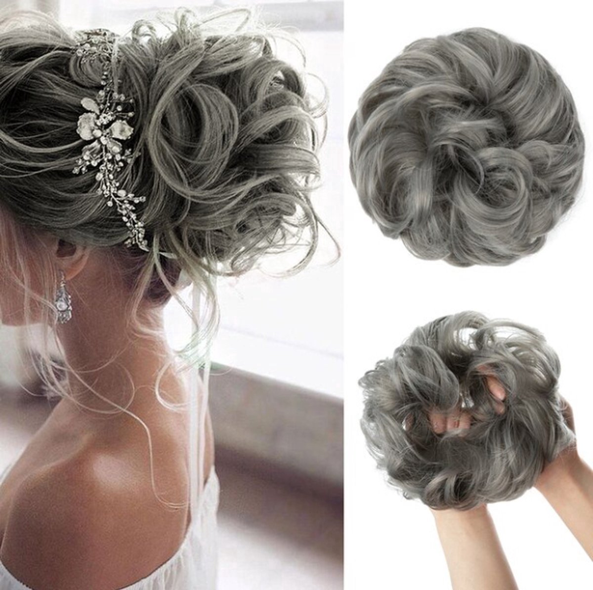 Jumada's - Stijlvolle Grijze Curly Haar Wrap Extension